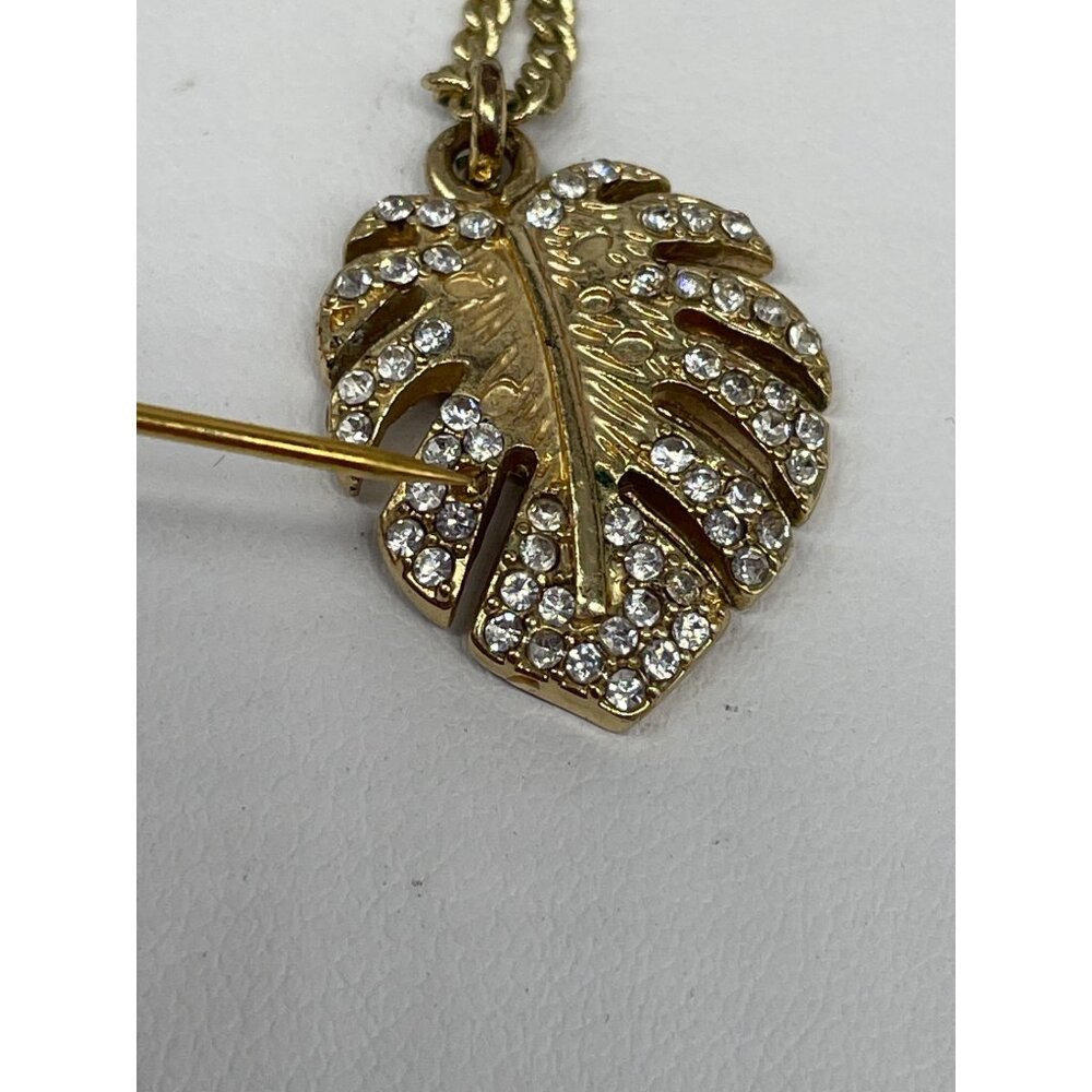 Lilly Pulitzer Gold-Tone Monstera Leaf Necklace Adjustable Bracelet Set READ - Picture 8 of 9